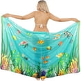 thumbnail image 2 of HAPPY BAY Women's Beachwear Sarong Coverups Bikini Skirt Swim Cover up Summer Wraps Swimwear Beach Wrap Skirts for Women One Size Underwater Fishes, Green, 2 of 6