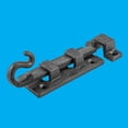 thumbnail image 2 of Renovators Supply Black Slide Bolt Door Latch 4 1/2" L Wrought Iron Metal Surface Sliding Bolts w/Catch for Cabinet Doors Rust Resistant Security Locks w/Hardware, 2 of 5