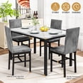thumbnail image 2 of AWQM Dining table set for 4 with modern faux marble tabletop and 4 velvet upholstered chairs, compact space-saving dining table for apartments, kitchens, dining rooms, breakfast nooks, gray + white, 2 of 9
