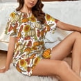 thumbnail image 4 of Haiem Pumpkin Corn Daisy Pattern Pajama Set for Women 2 Piece Lounge Set Short Sleeve Tops and Shorts Soft Sleepwear-XX-Large, 4 of 7