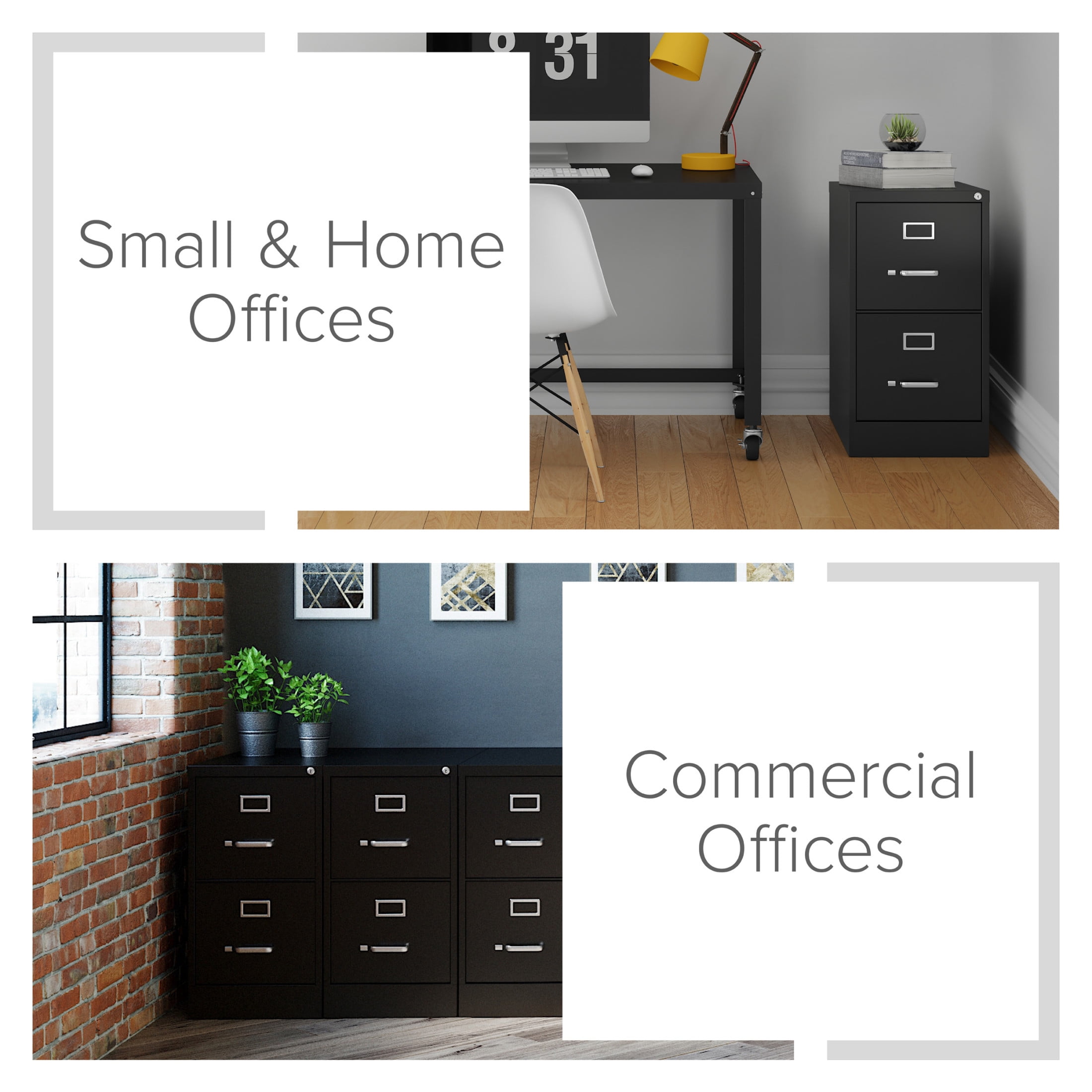 Hirsh 2 Drawer Letter Locking Metal Vertical File Cabinet, 22" Deep, Black