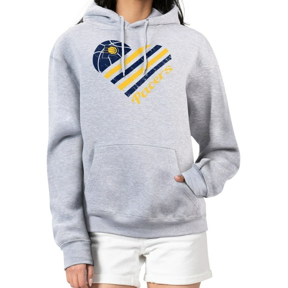 Women's G-III 4Her by Carl Banks Heather Gray Indiana Pacers Heart Pullover Hoodie