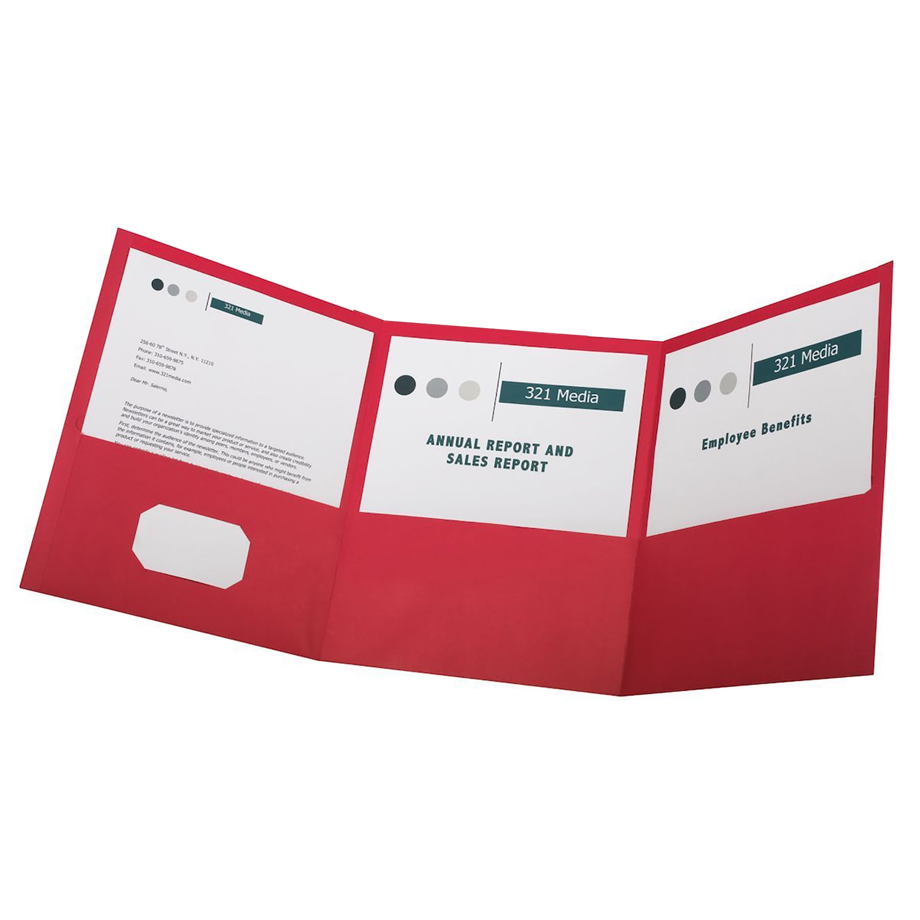 Oxford Paper Tri Fold Pocket Folder, Red, Pack of 20