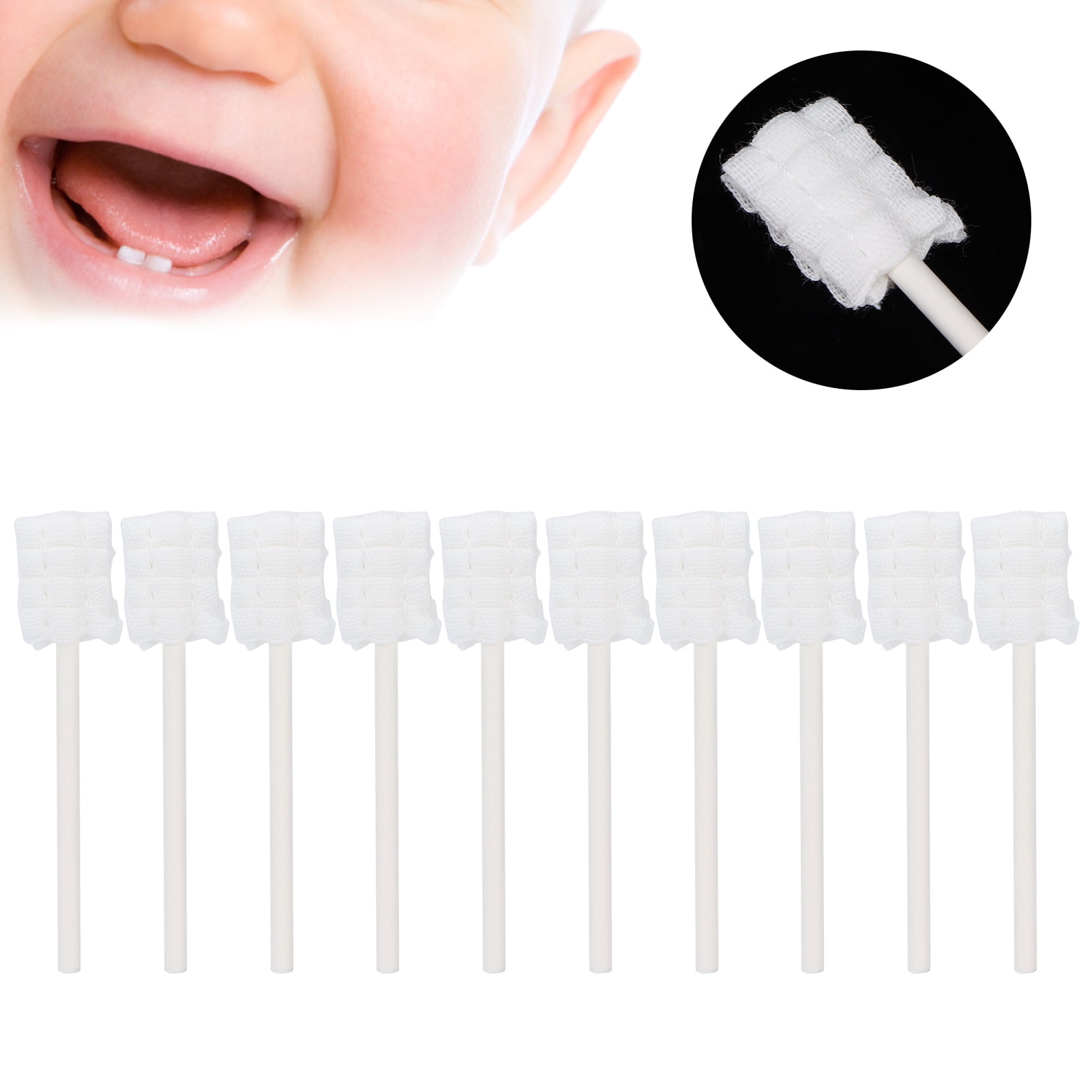 Henmomu Baby Oral Cleaner,Baby Oral Stick,10pcs Baby Tongue Oral Cleaner Disposable Infant Gauze