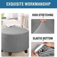 thumbnail image 4 of Gray Spandex Jacquard Round Ottoman Cover (Medium), 4 of 5