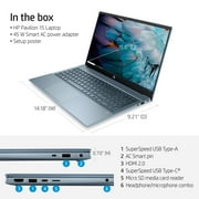 HP Pavilion 15.6\ FHD Laptop, AMD Ryzen 5-5500U, 8GB RAM, 512GB SSD, Horizon Blue, Windows 11,15-eh1052wm