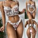 thumbnail image 4 of Gibobby Conjunto de lencería Sujetador + tangas Nueva ropa de dormir de encaje Ropa interior Lencería sexy de Pijamas de liga Anillo de Íntimos(Blanco, G), 4 of 5