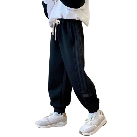 Gunia Little Boys Sweatpants Joggers Casual Jogger Pants Fall Soft Blend Elastic Waistband Activewear Long Trousers Kids Street Style Athletic Pants Black 5-6 Years