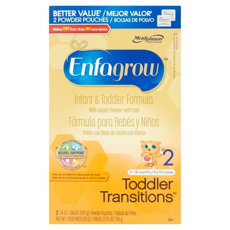 Enfagrow Toddler Transitions Infant and Toddler Formula -- 28 oz Powder Box, Pack of 4