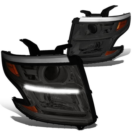 DNA Motoring For 15-20 Chevy Tahoe Suburban Smoked Amber Corner LED DRL Projector Headlight Pair