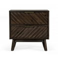 thumbnail image 2 of Limari Home Daisy Mid-Century Acacia Solid Wood Nightstand in Dark Brown/Brass, 2 of 4