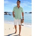 thumbnail image 2 of COOFANDY Mens Casual Shirts Short Sleeve Button Down Shirt Linen Summer Beach Tops, 2 of 6
