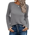 thumbnail image 4 of Fantaslook Textured Tops for Women Crew Neck Long Sleeve Shirts Fall Blouses Casual Basic Tee, 4 of 8