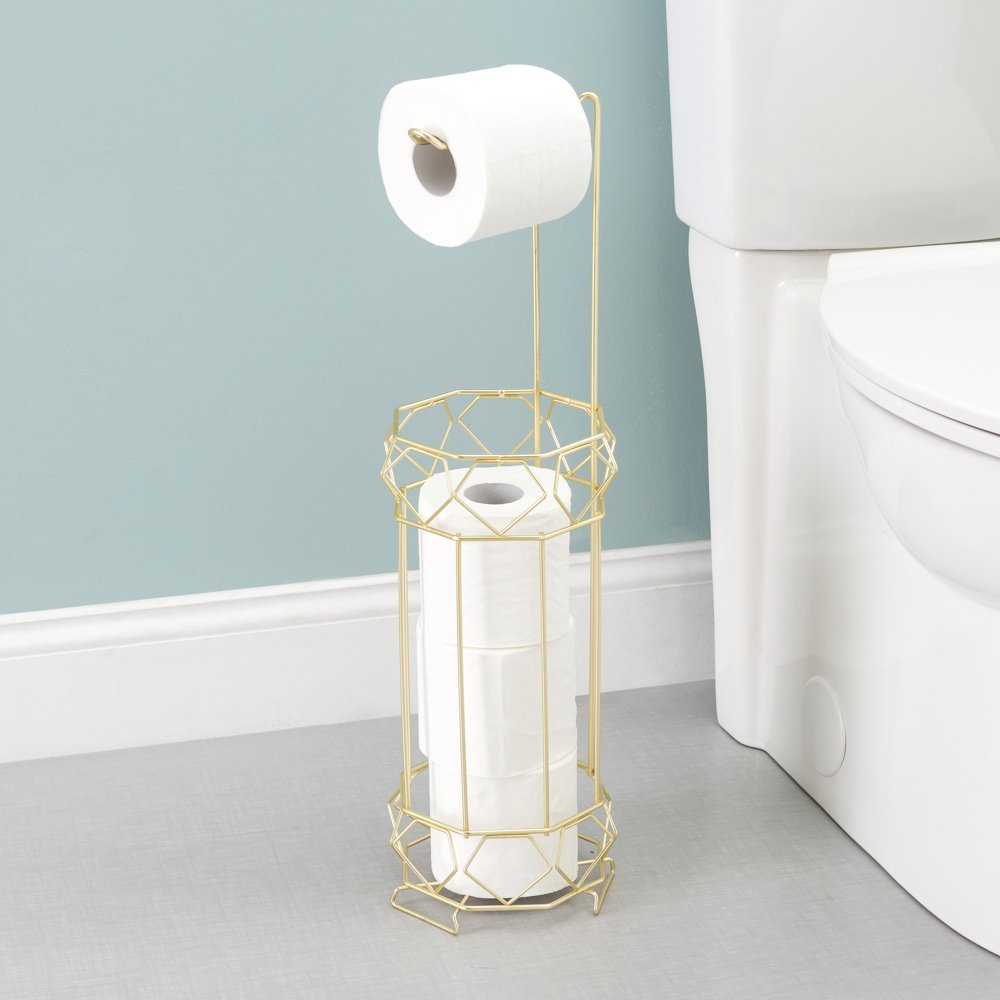Prism Freestanding Dispensing Toilet Paper Holder, Gold