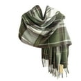 thumbnail image 4 of Women's Scarves Ladies' British Style Color Blocked Plaid Scarves Warm Winter Scarves With Tassels For Keeping Warm,Green, 4 of 4