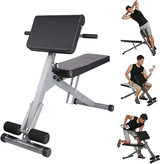 Roman Chair Back Hyperextension Hyper Back Extension,Foldable Adjustable Ab Sit up Bench Decline Bench Flat Bench Crunches Abdominal Muscles Fitness Equipment