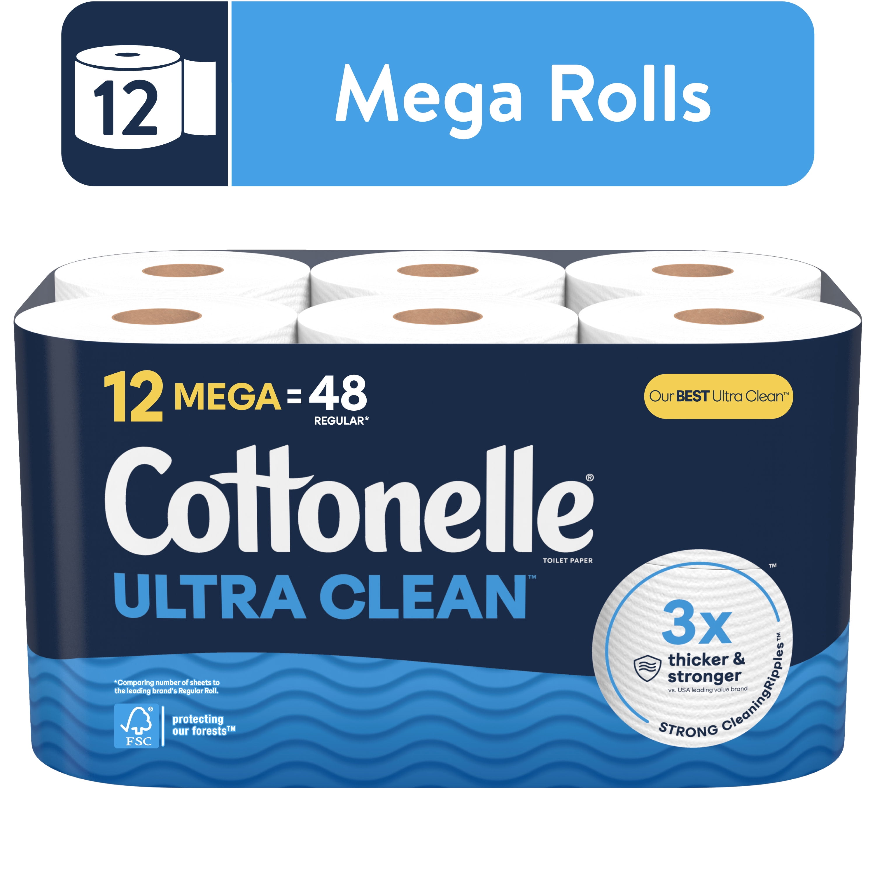 Cottonelle Ultra Clean Toilet Paper 12 Mega Rolls