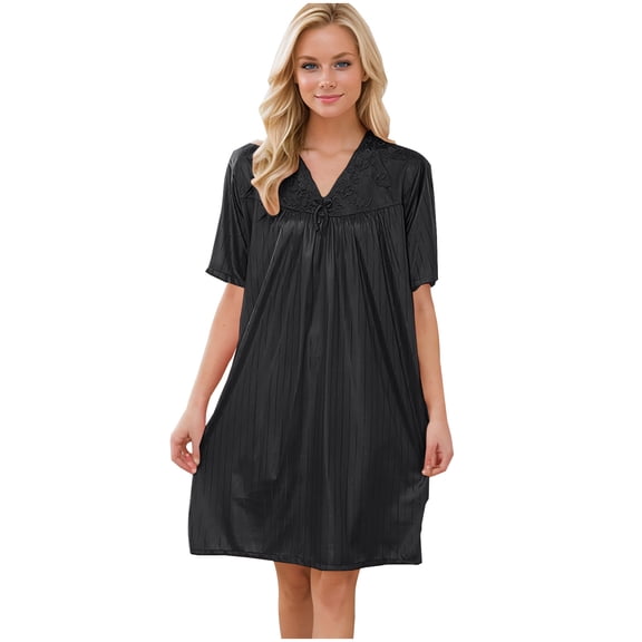 HomeGardon Nightgowns for Women,Summer Dresses Women's Short Sleeved Loose Plus Size Short Sleeved Lace Lace Imitation Silk Nightdress
