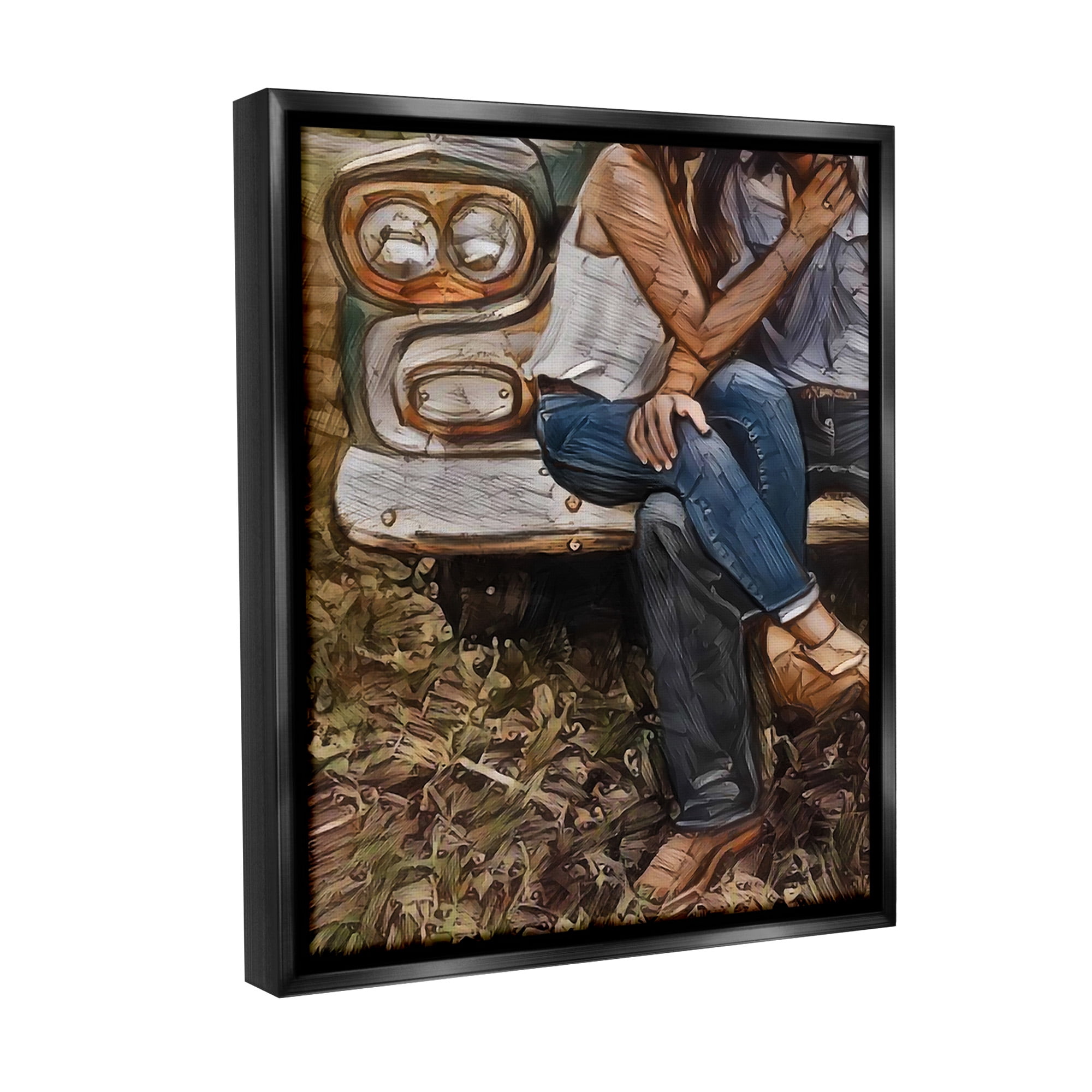 Stupell Industries Loving Farmhouse Couple Transportation Painting Black Floater Framed Canvas Art Print Wall Art, 25 x 31