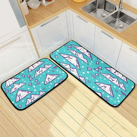 

Snow Mountain Pattern 2 Piece Non Slip Kitchen Mat Set with Soft Memory Foam Padding