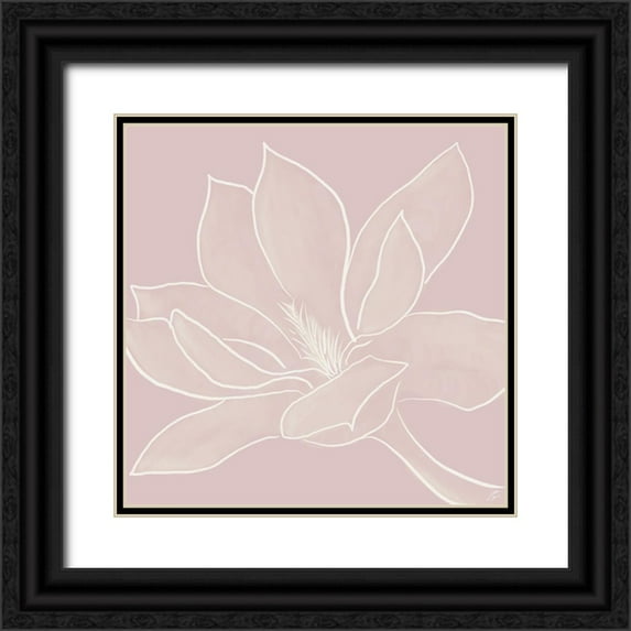 Lee, Judson 20x20 Black Ornate Wood Framed with Double Matting Museum Art Print Titled - Magnolia Outline