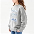 thumbnail image 4 of Girls Bow Print Sweatshirt Cute Long Sleeve Pullover Top for Kids Teens Fleece Lined Crew Neck Sweatshirts Casual Wear 12-13 Years Gray, 4 of 6