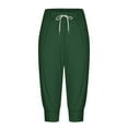 thumbnail image 6 of CLOISE Capris Pants for Women with Pockets Stretch Yoga Pants Elastic High Waisted Golf Pants Petite Summer Casual Fashion Solid Loose Lightweight Cropped Sweatpants Green XL, 6 of 6