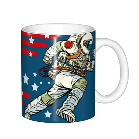 

Zeuib Astronaut Runs Forward Ceramic Coffee Mug with Large Handle，Modern Reactive Glaze Dishwasher & Microwave Safe – Perfect for Home Office Café Gift-Ready
