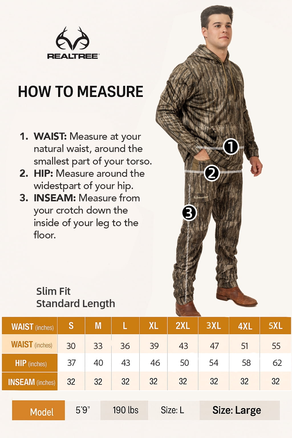 Realtree Men's All-Season Hunting Cargo Pants – Legacy Camo, Stretch Fabric, 6 Pockets, Sizes S–5XL