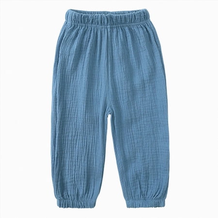 mgoYE Toddler Girls Long Harem Pants Cotton Baby Baggy Trousers Bloomers(Blue 7-8 Years)
