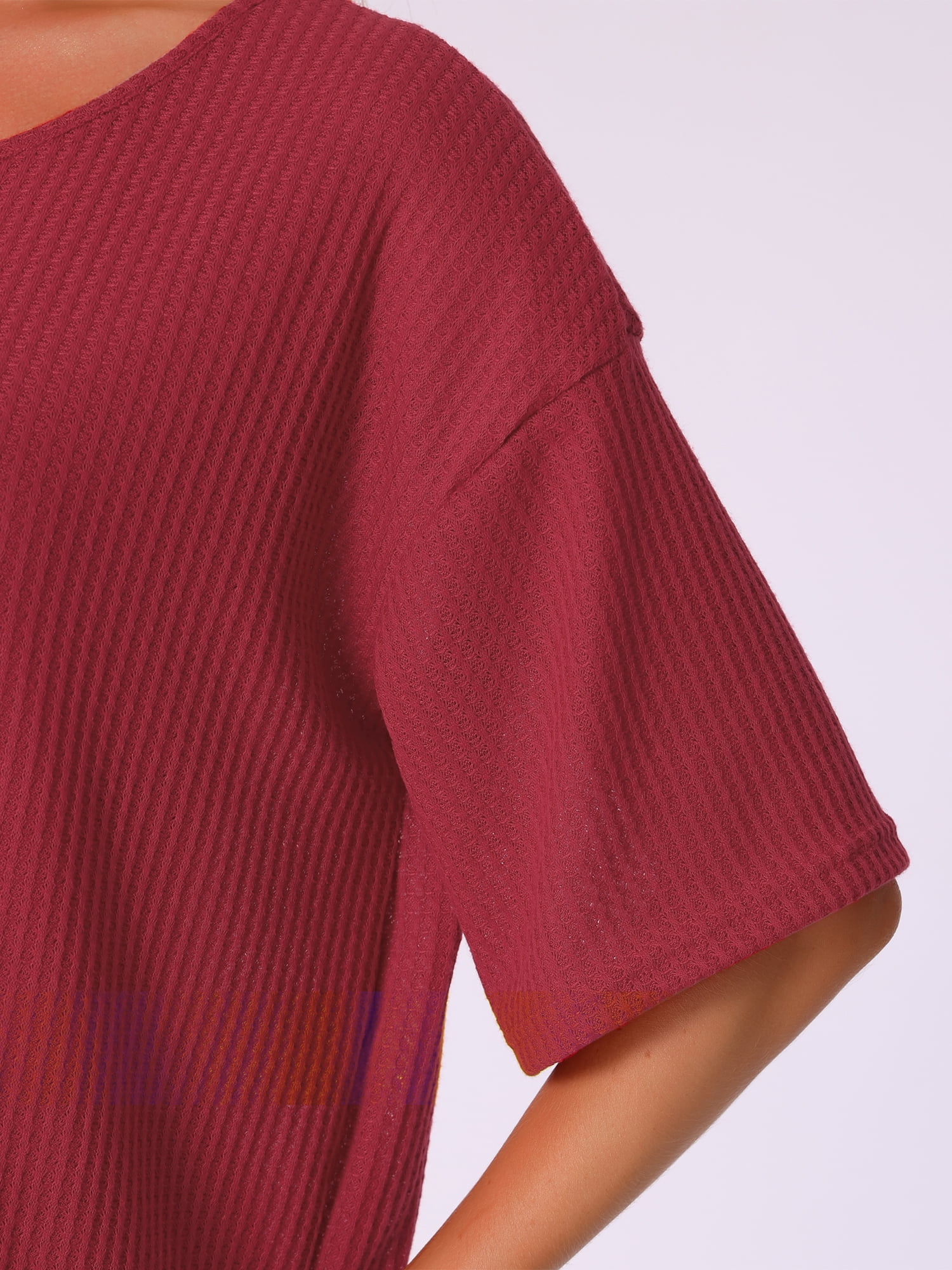 DARING DIVA Waffle Knit Pajama Loungewear 2 Pieces Lounge Sets M Red