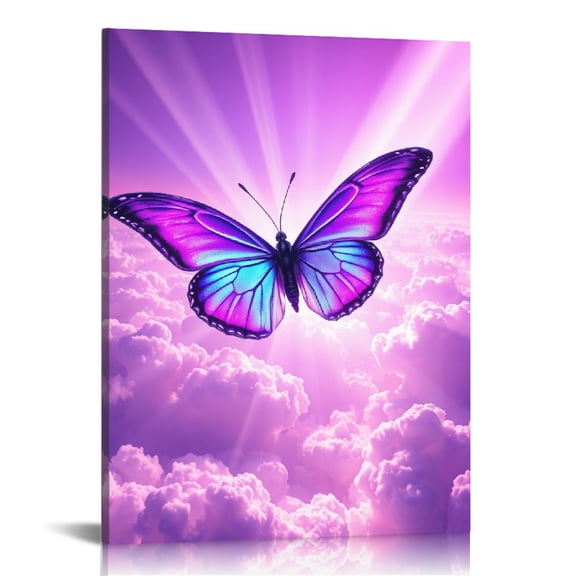 RKSupls Iridescent Butterfly Cloud Sky Canvas Wall Art, Canvas Prints Wall Art for Living Room Bedroom Entryway Office, Art Print Painting for Home Decor