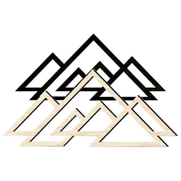 Mountains Wall Panel 2Pcs Black Wood Grain Bedroom Wall Decoration Simple Design Wooden Art