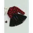 thumbnail image 3 of GXFC Little Girls Fall Princess Dress Clothes 1T 2T 3T 4T 5T 6T Kids Girls Long Sleeve Plaid Patchwork Mesh Tulle A-line Dress Spring Autumn Dress Clothing for Children Girls, 3 of 8