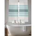 thumbnail image 6 of Teal Aqua Stripes Semi Sheer Curtains 63 Inch Length 2 Panels Set, Modern Ombre Abstract Aesthetics Sheer Kitchen Curtain Privacy Voile Window Curtain for Living Room Bedroom Rod Pocket Drapes, 6 of 7