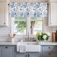 thumbnail image 2 of Ombre Blue Coral Shell Window Valance Curtain Watercolor Gray Marine Life Rod Pocket Short Curtain for Living Room, Bedroom & Kitchen Window Decor 60x18in, 2 of 8