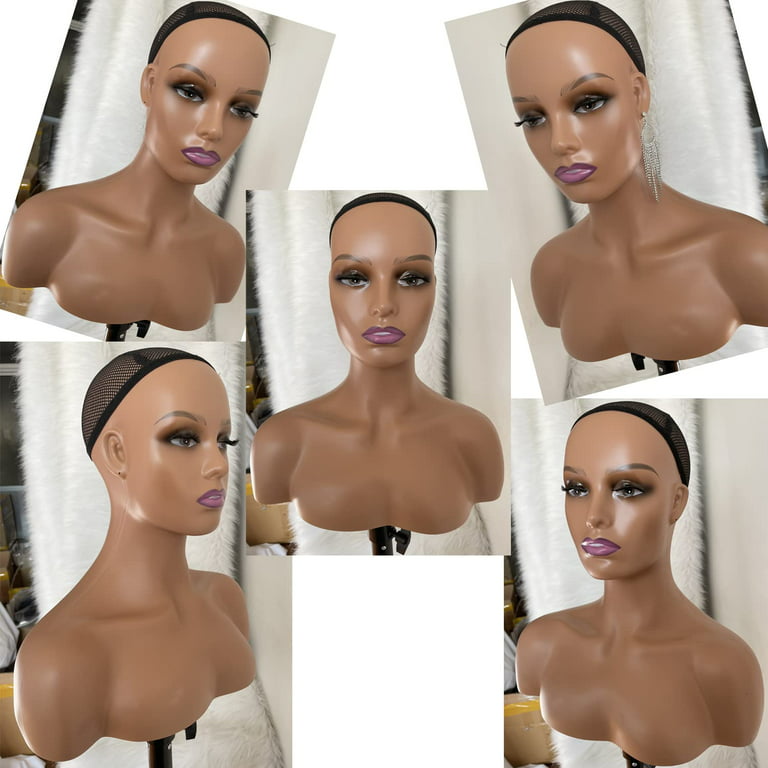 shamjina Female Wig Head Manikin Head with Shoulder Earrings Necklace  Display Stand Lightweight Props Mannequin Head Display for Shopping Mall -  Yahoo Shopping