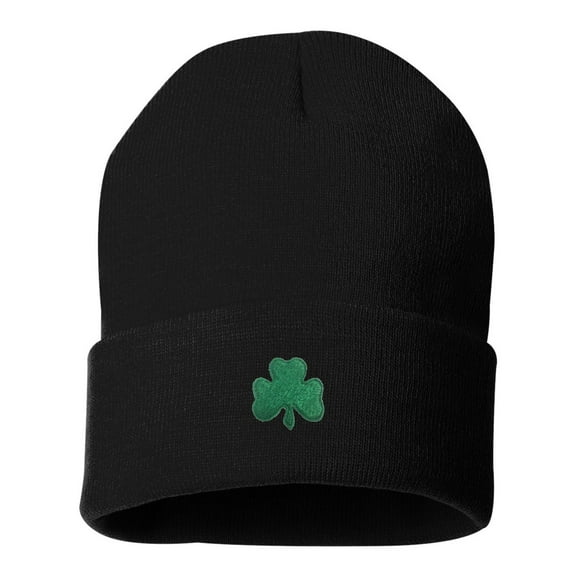 Adult Shamrock St. Patrick's Day Embroidered Cuffed Knit Beanie Cap