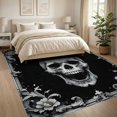 thumbnail image 3 of ODIKA 8'x10' Washable Area Rug Gothic Skull Ghost Horror Vintage Scroll Filigree Border Motif for Dining Room, Large Office, Lounge, Non-Slip Chair-Friendly Mat, 3 of 7