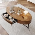 thumbnail image 1 of Mid-century moderno oval coffee mesa con cajón - 47.2\, 1 of 7