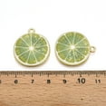 thumbnail image 3 of 100pcs Light golden Alloy Enamel Pendants Cadmium Free & Nickel Free & Lead Free Lime Slice Yellow Green 26x23x2mm Hole: 2mm, 3 of 3