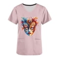 thumbnail image 5 of lcziwo Mardi Gras Scrubs for Women 2025 Spring Summer Short Sleeve T Shirts Nurse Medical Uniforms Casual V Neck Scrub Tops Shirts Pink XXL Gifts for Mom, 5 of 6
