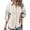 Beige, variant on Women's Puff 3/4 Sleeve Linen Shirts Button down Textured Blouse Casual Summer Cozy Soft Classic T Shirts White XXL