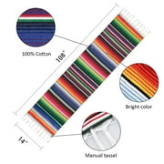 8Pack Mexican Serape Table Runner 108 X 14 - Fringe Cotton Table Runner For Mexican Party Wedding Decorations