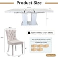 thumbnail image 3 of 7 Pieces Faux Marble Dining Table Set for 6, 63"-79" Extendable Dining Room Table and 6 Beige Tufted Chairs Set for 6, Modern Large Expandable Kitchen Table with White Double Columns Base, 3 of 8