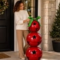 thumbnail image 5 of FeiBiQiuBi 23.6" Stacked Metal Jingle Bells Christmas Decoration, 3 Tier Large Star Cutout Red Metal Bell Topiary with Green Bow, Indoor Outdoor Farmhouse Holiday Display Ornament, 5 of 7