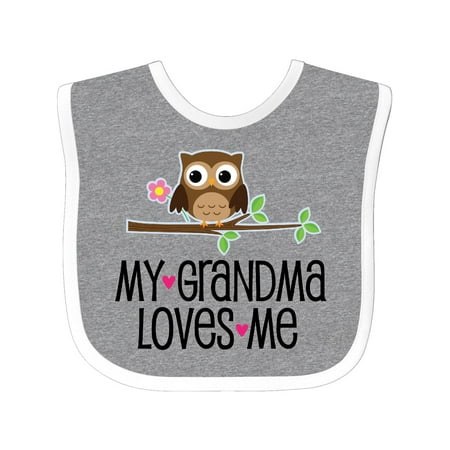 

Inktastic Grandma Loves Me Girls Owl Gift Baby Girl Bib