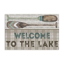 Stupell Industries Rustic Welcome Lake Oars Typography Painting Gallery Wrapped Canvas Art Print Wall Art, 36 x 24