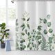 thumbnail image 1 of Cortina de ducha botánica con hojas de eucalipto verde, rústica, para baño, lavable a máquina, impermeable, con 12 ganchos., 1 of 6