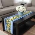thumbnail image 4 of Blue Stripes Lemon Table Runner 36 Inches Long, Spring Fruit Flowers Leaves Line Kitchen Coffee Dining Table Decoration for Home Party Birthday Wedding Home Decor 13x36 Inches, 4 of 8